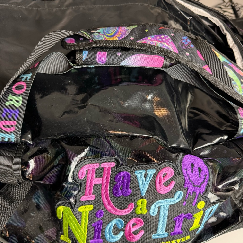 Assholes Live Forever Have A Nice Trip Duffle Bag Backpack Rainbow Mushroom RARE - Picture 10 of 12